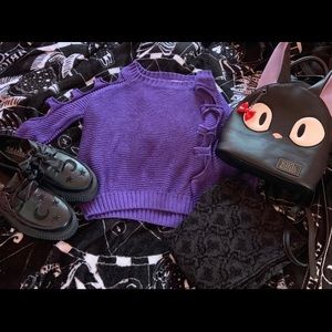 Purple Arm Cutout Sweater